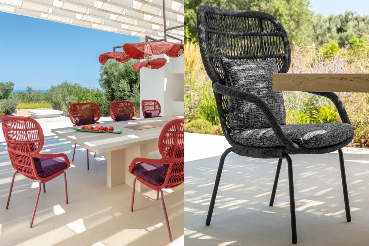 Cadeira Panama com encosto alto'