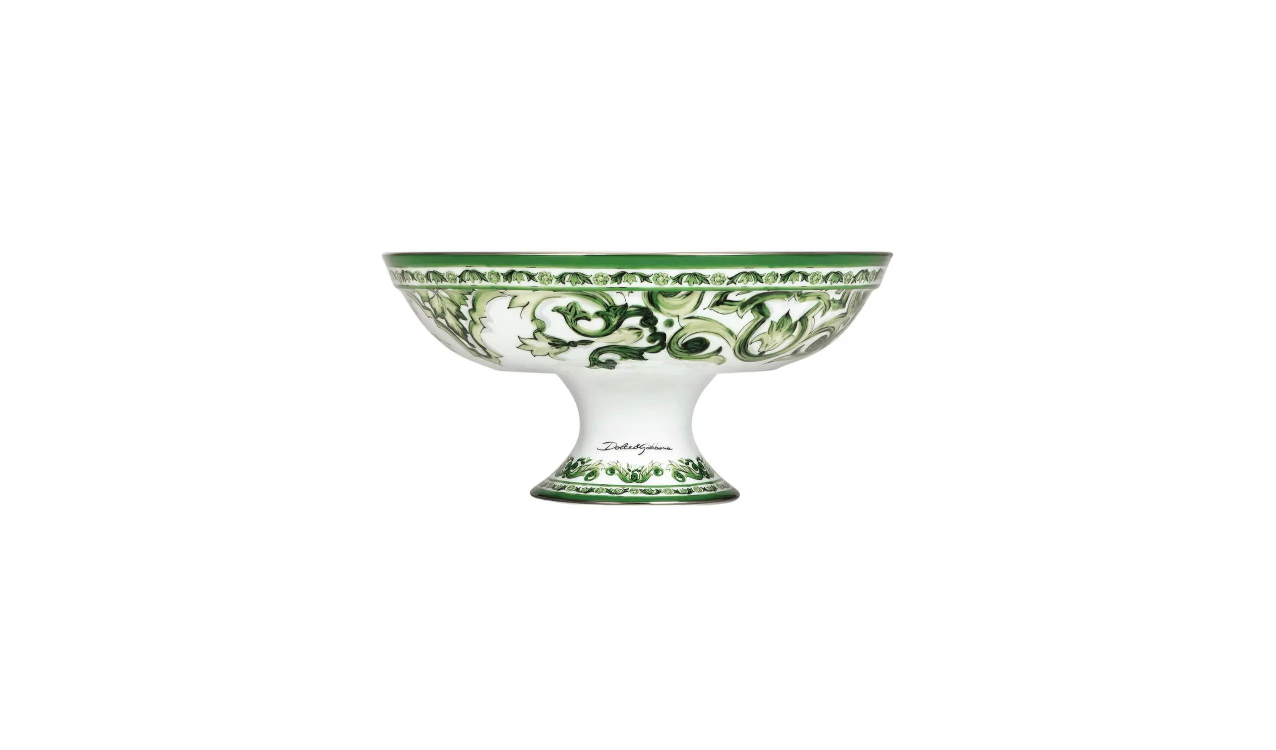Fruteira de Porcelana Verde Maiolica