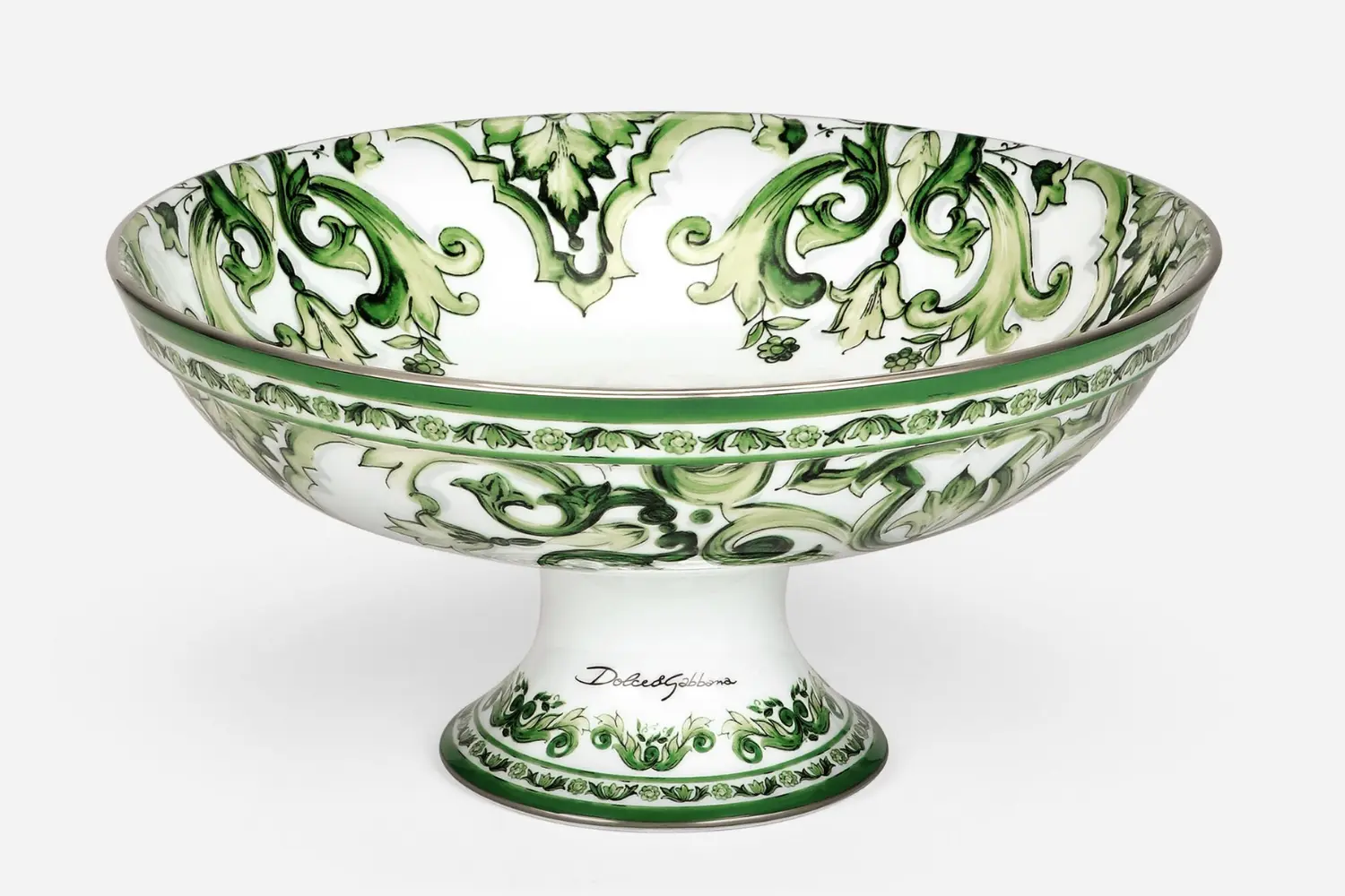 Fruteira de Porcelana Verde Maiolica1