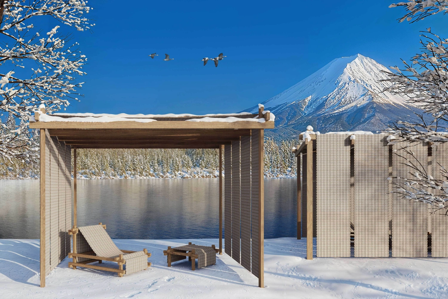 Hos Deckchair & stool set 04