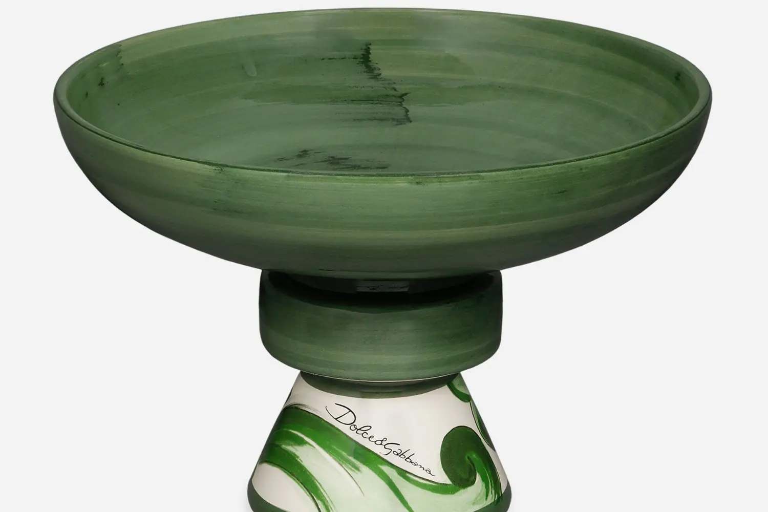 Prato Elevado de Cerâmica Verde Maiolica1