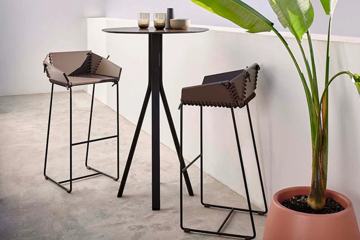 Textile High stool with backrest 03