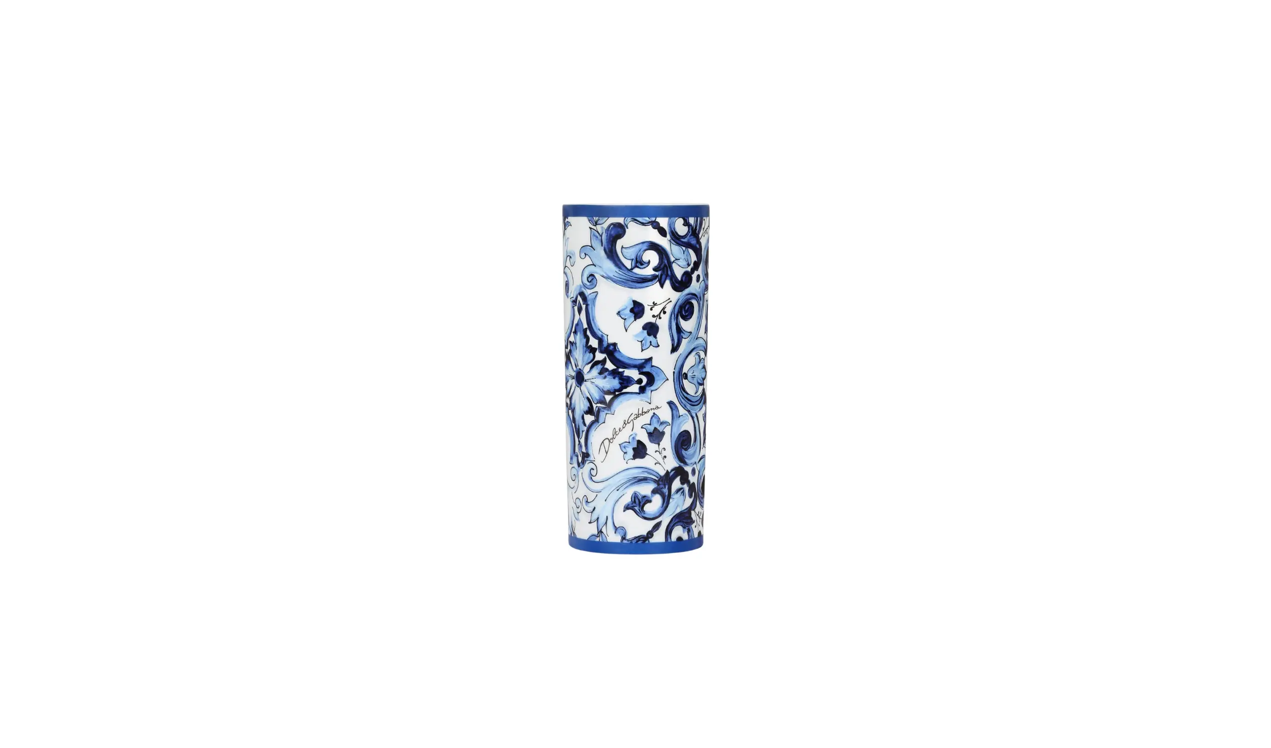 Vaso de Porcelana Cylindrical Blu Mediterraneo