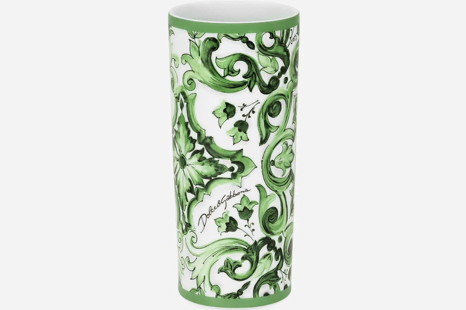 Vaso de Porcelana Cylindrical Verde Maiolica1