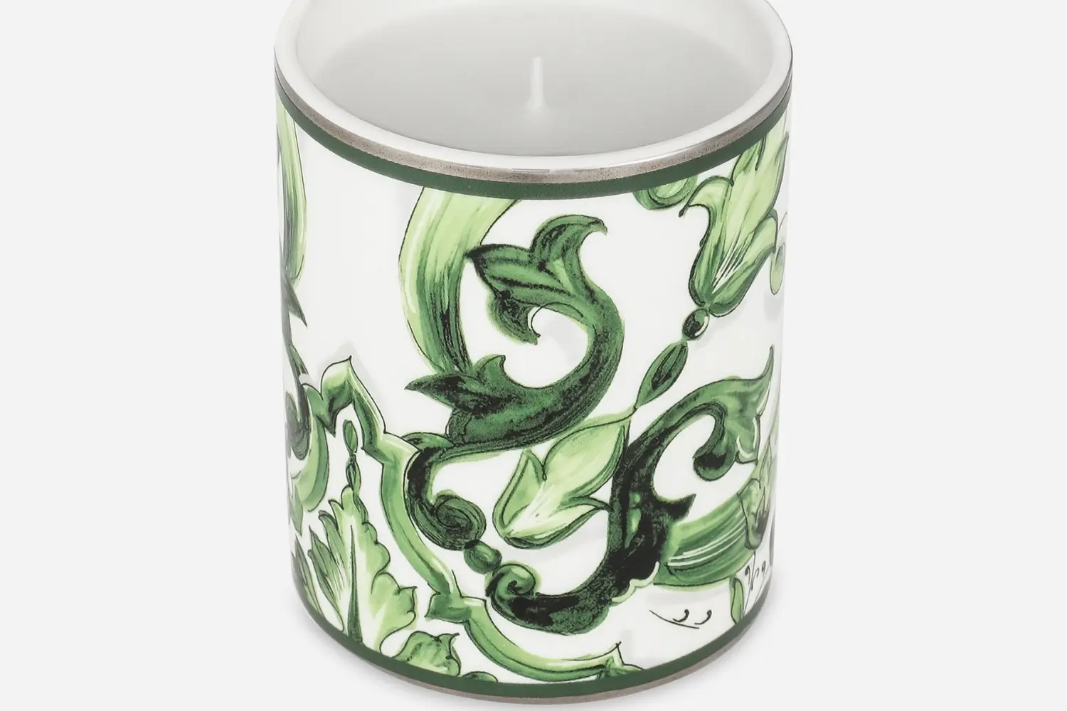 Vela Perfumada de Porcelana Verde Maiolica2