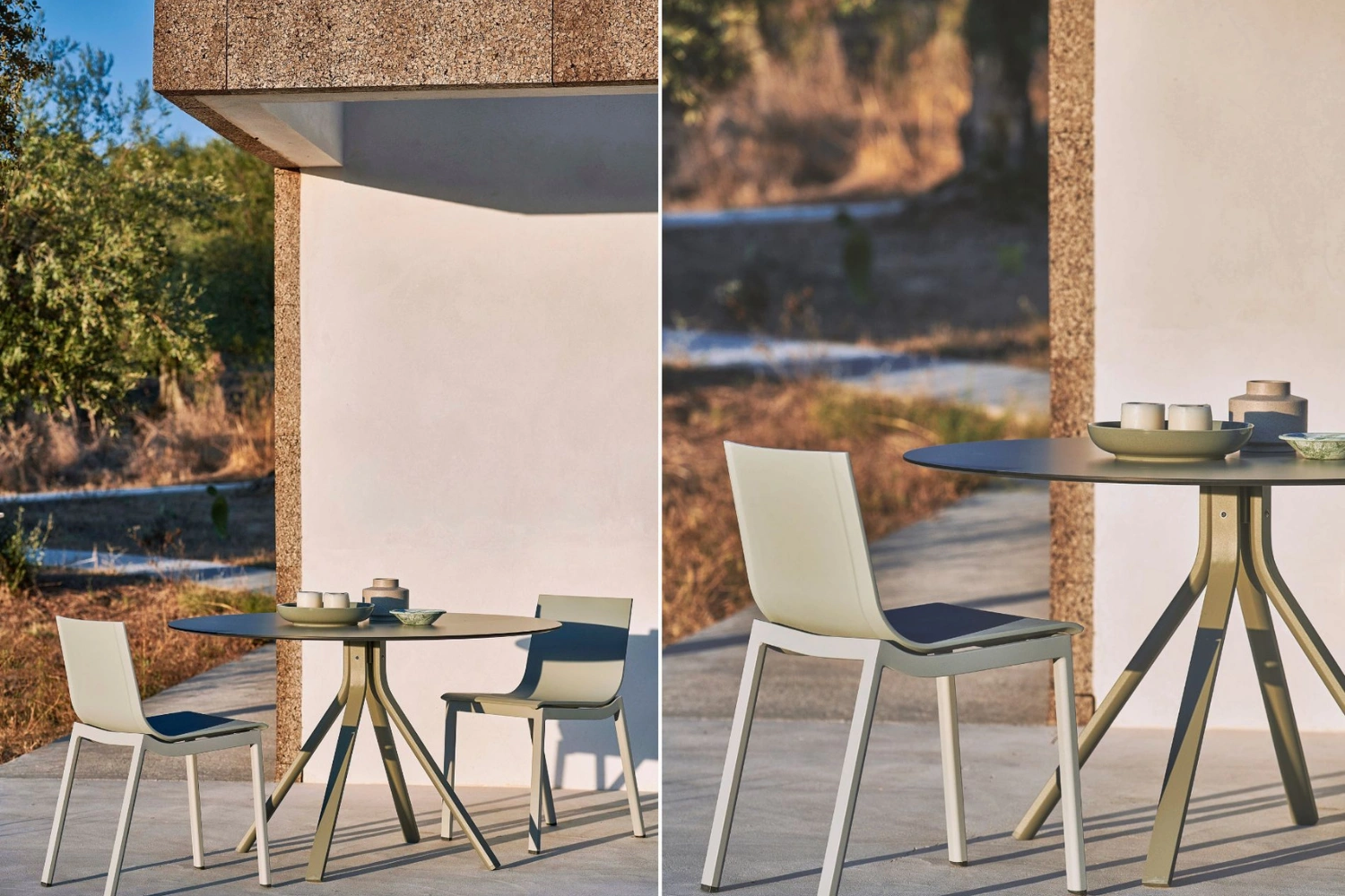 Stack Round column leg dining table Ø120 02