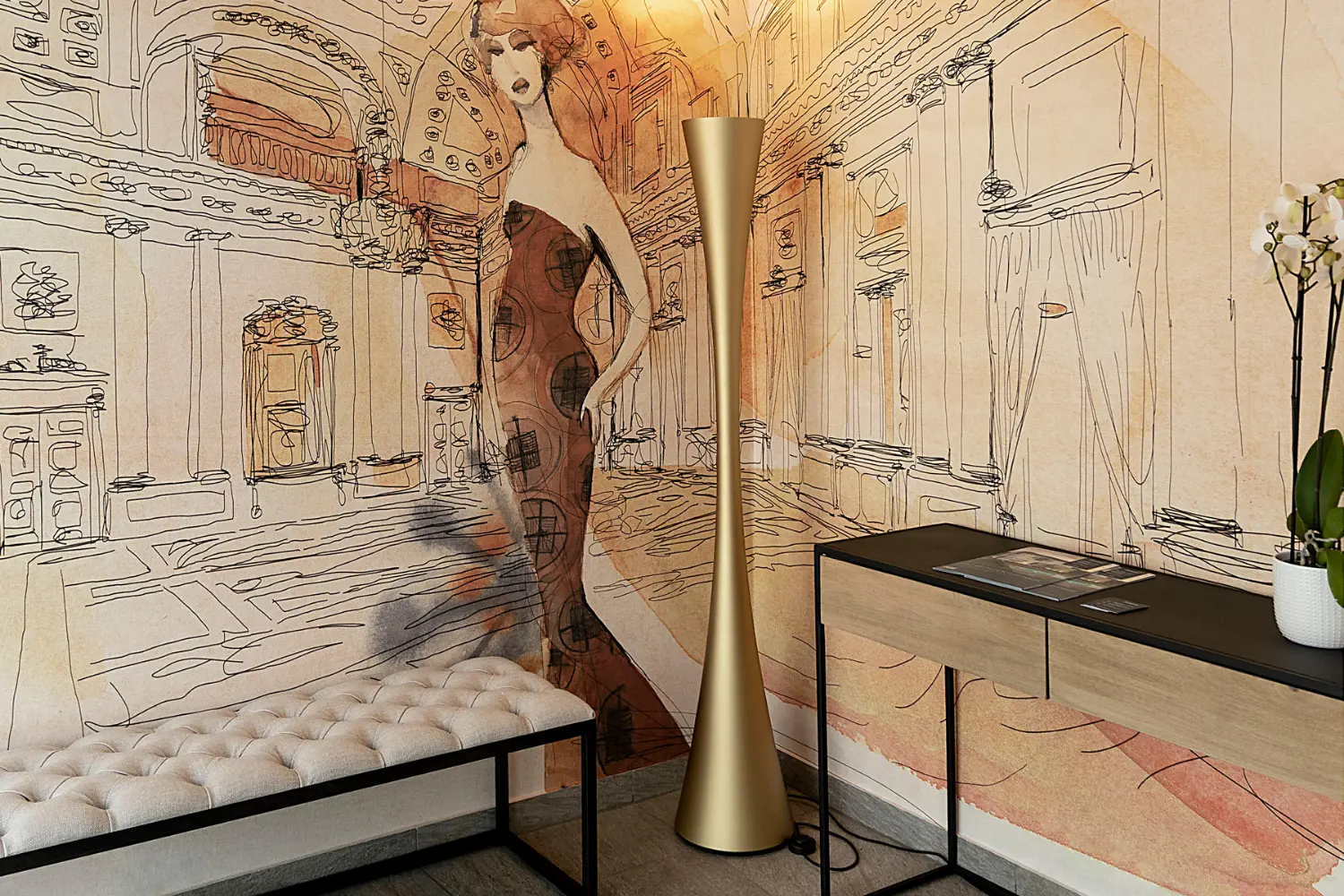 luminaria de piso biconica