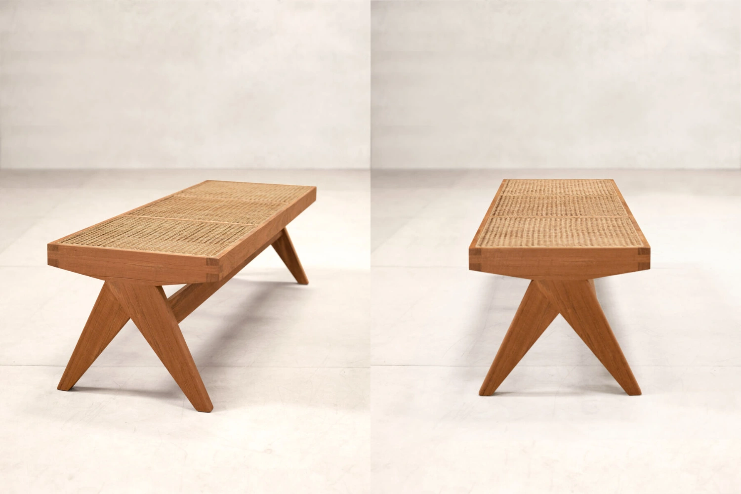 Banco Teak and Cane 1