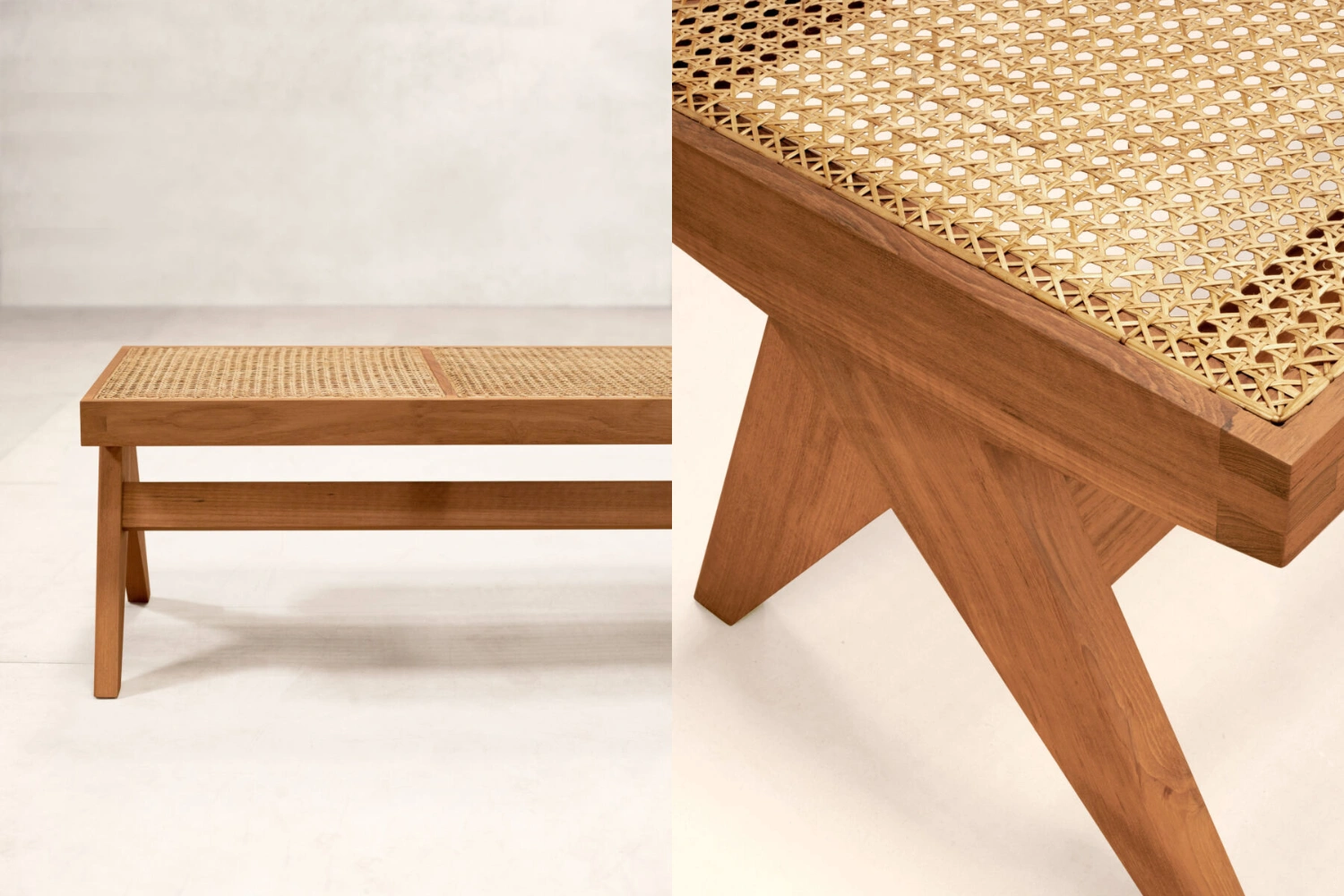 Banco Teak and Cane 2
