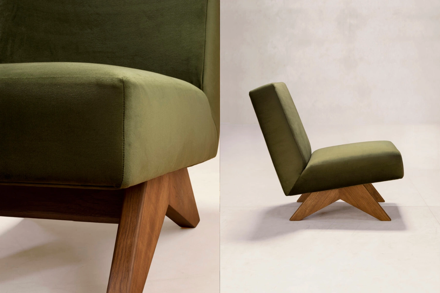 Poltrona Upholstered Armless Velvet Upholstery 2