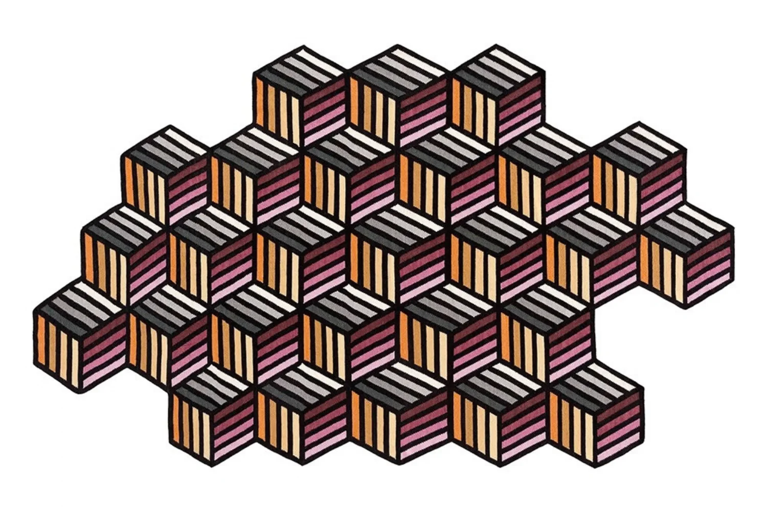 Tapete PARQUET RUG HEXAGON ORANGE 01