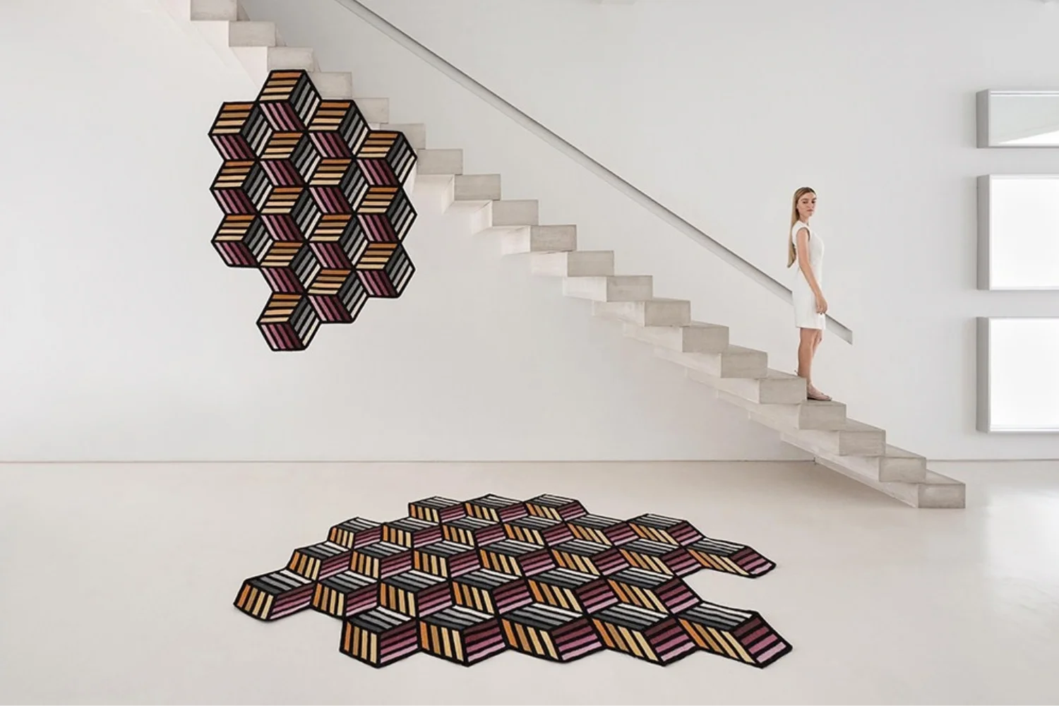 Tapete PARQUET RUG HEXAGON ORANGE 02