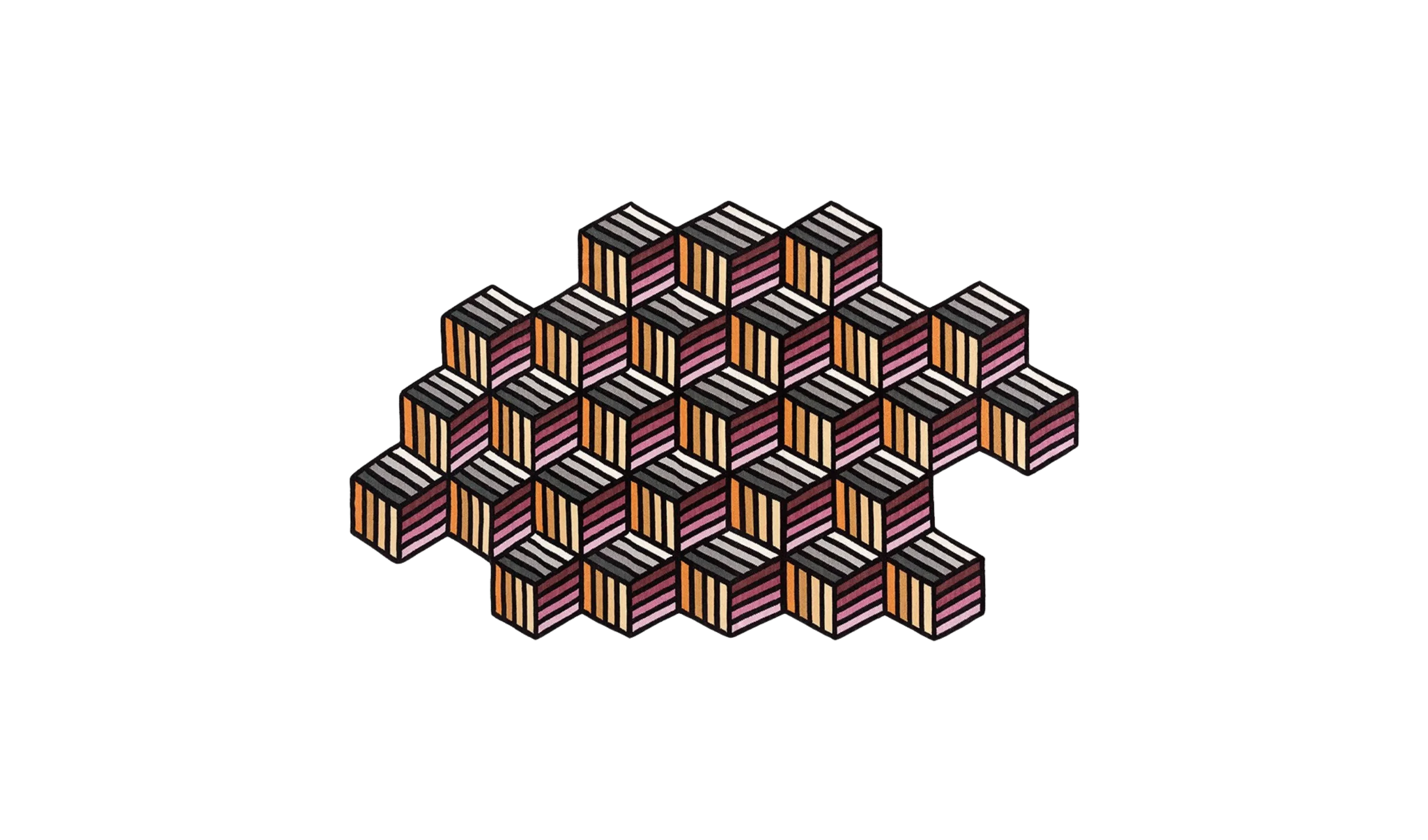 Tapete PARQUET RUG HEXAGON ORANGE