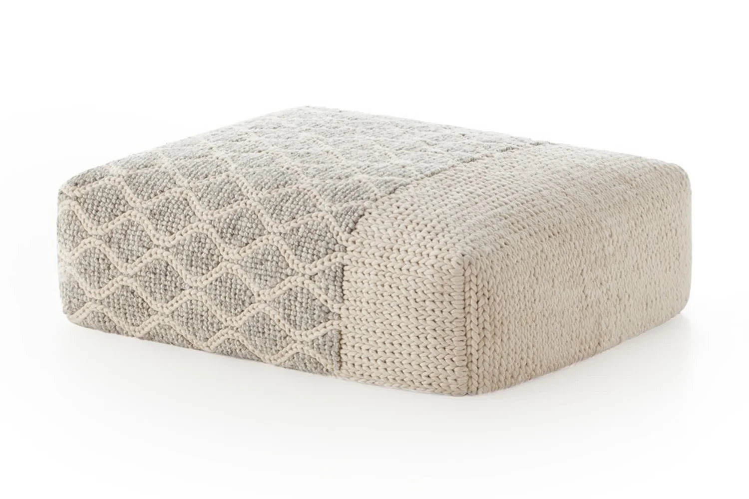 MANGAS SPACE RECTANGULAR POUF RHOMBUS IVORY 01