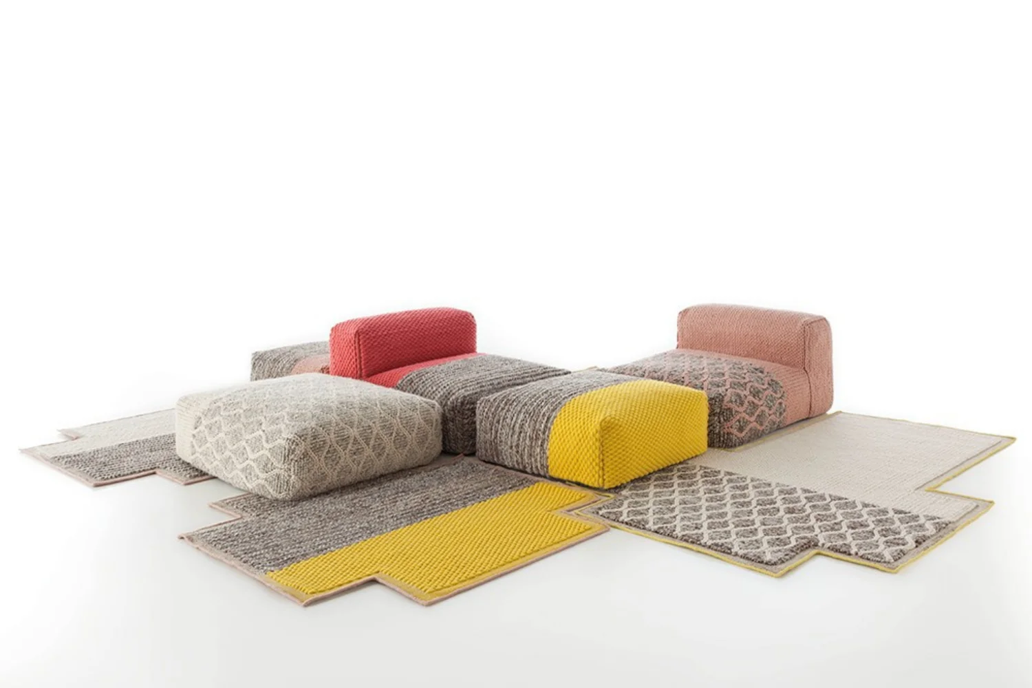 MANGAS SPACE RECTANGULAR POUF RHOMBUS IVORY 03