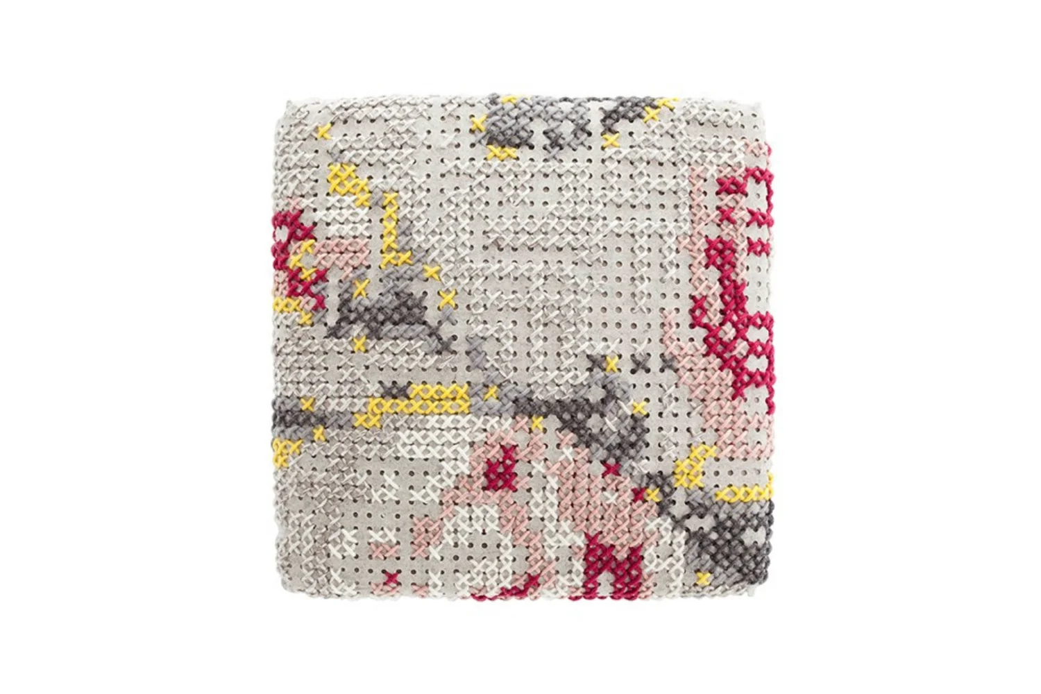 Puff CANEVAS POUF FLOWERS NATURAL 03