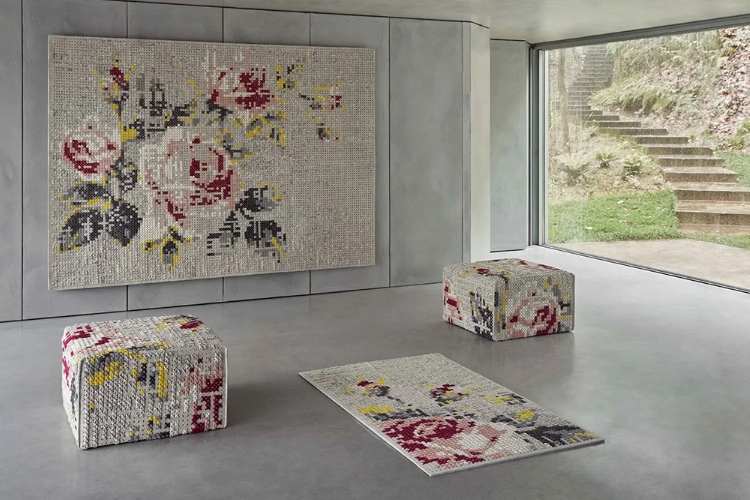 Tapete CANEVAS RUG FLOWERS NATURAL BIG 02
