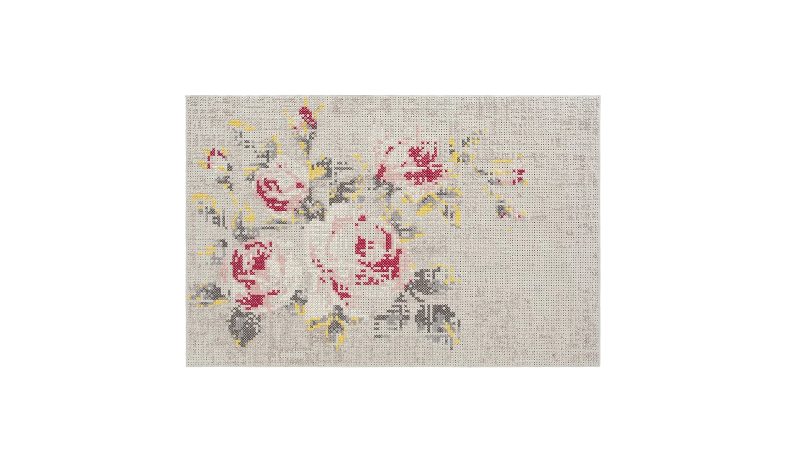 Tapete CANEVAS RUG FLOWERS NATURAL BIG