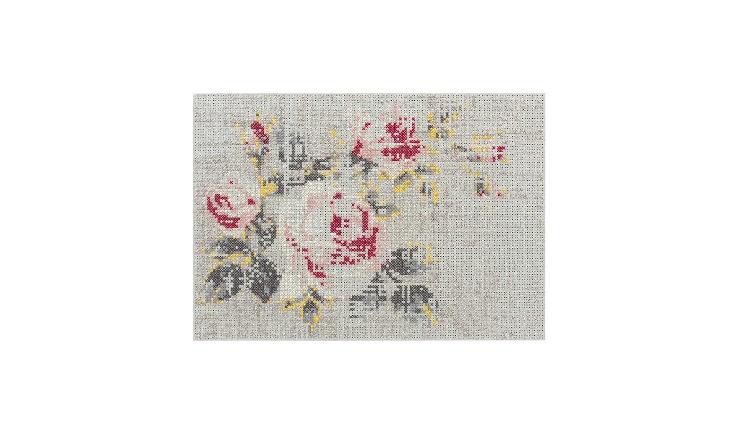 Tapete CANEVAS RUG FLOWERS NATURAL