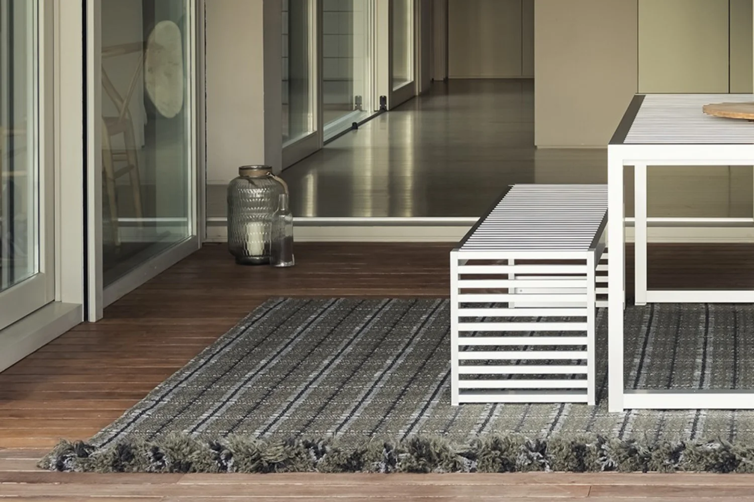Tapete GARDEN LAYERS OUTDOOR RUG TARTAN GREEN 02